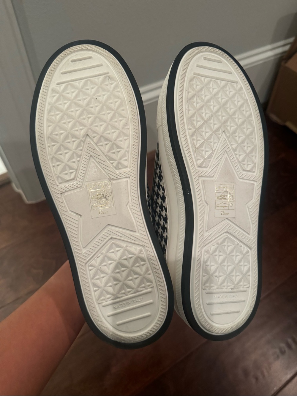 Dior Black & White Houndstooth Low-Top Canvas Sneaker- 36.5 - Picture 5 of 9